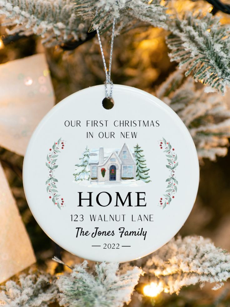 Our First Apartment Christmas Personalized Ornament 2022, Custom Name Address Ceramic Ornaments for First Christmas in New Apartment, Ornament Keepsake Gift Ideas for Couples