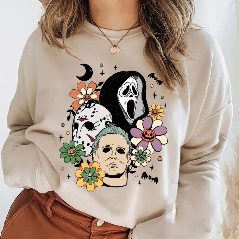 FLORAL HORROR CHARACTERS HALLOWEEN SWEATSHIRT